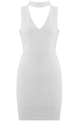 White Key Hole Bodycon Dress