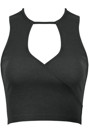 Grey Cut Hole Knitted Crop Top