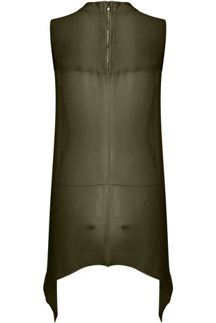 Khaki Chiffon Layered High Low Top