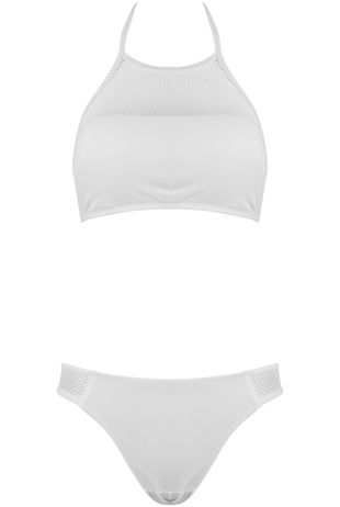 White Mesh Insert Bikini Set