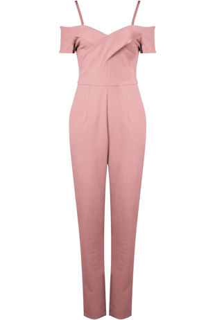 Rose Cross Front Bardot Jumpsuit