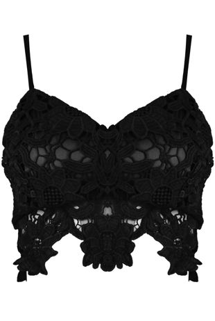 Black Crochet Lace Overlay Bralet