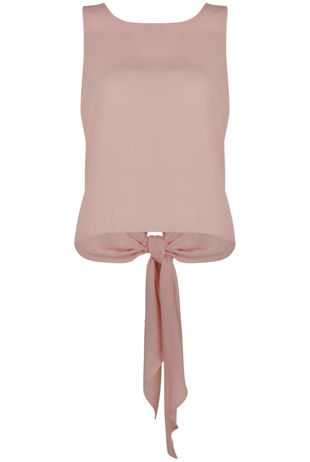 Pink Split Knot Back Chiffon Tops