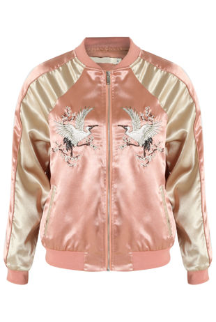 Satin Embroidered Bomber Jacket