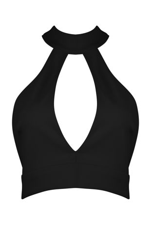 Black Keyhole Tie Back Crop Top