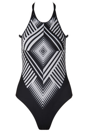 Black and White Optical Illusion Kaleidoscope Swimsuit