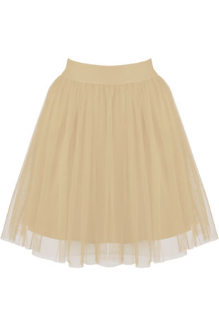 Cream Tulle Knee Length Skirts 
