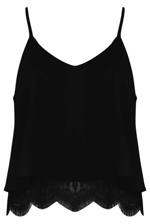 Black Lace Hem Cami Top 
