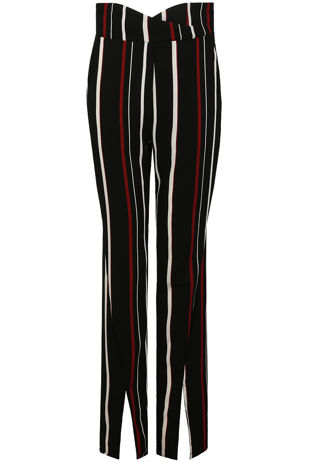 Black Stripe Crossover Front Cut Out Trousers
