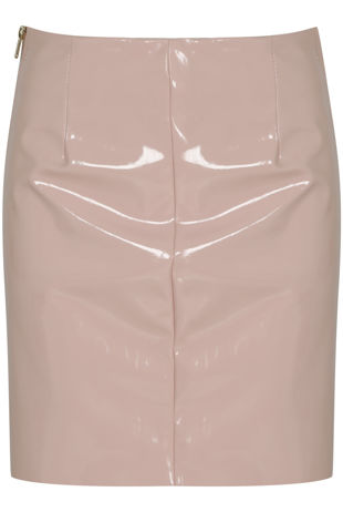 Rose Shiny PU Skirt