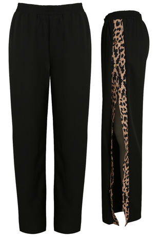 Black & Leopard Snap Buttoned Trouser