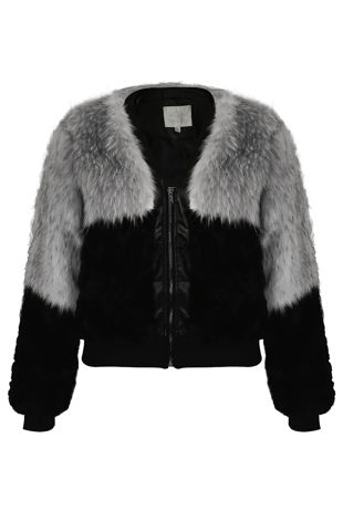 Grey Black Fur with Fleece Zip Up Jacket
