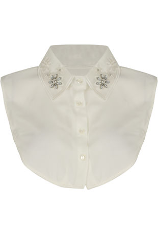 Cream Floral Embellished Bib Collar