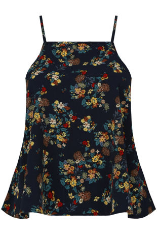 Blue Floral Printed Swing Cami