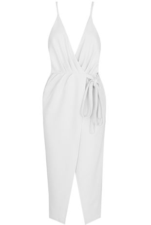 White Cross Over Front Tie Up Shift Dress