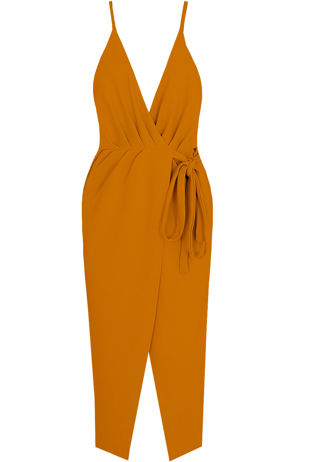Yellow Cross Over Front Tie Up Shift Dress