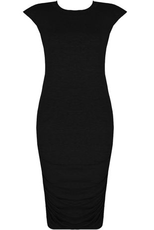 Black Elasticated Jersey Midi Dress