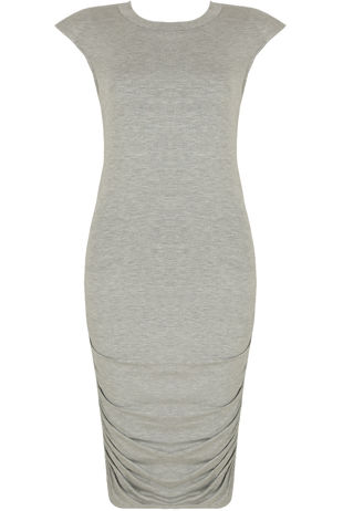 Grey Elasticated Jersey Midi Dress