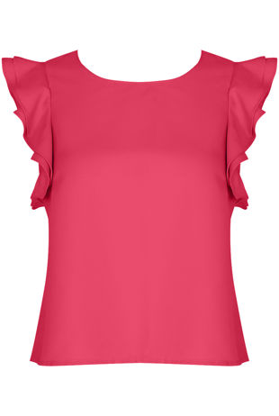 Fuschia Ruffle Cap Sleeved Top
