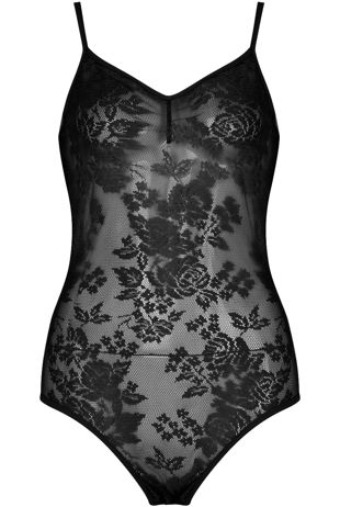 Black Floral Lace Intricate Bodysuit