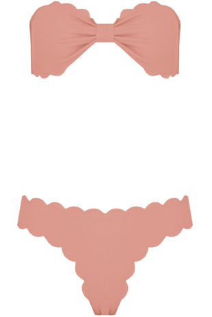 Scallop Edge Bandeau Bikini In Rose 