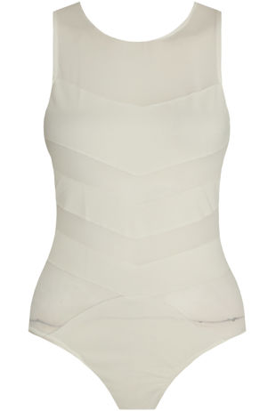 White Netted Sleeveless Bodysuit