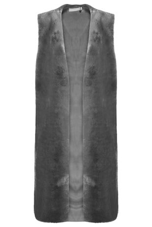 Grey Soft Fur Longline Gilet