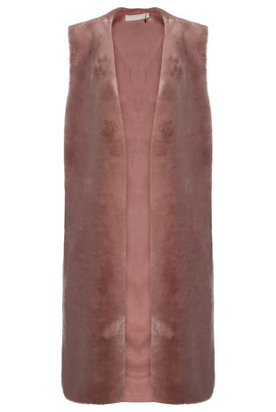 Rose Soft Fur Longline Gilet