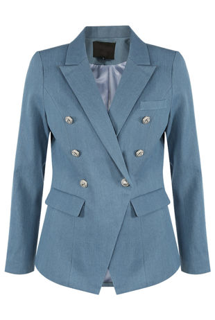 Blue Double Breasted Denim Blazer