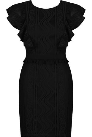 Black Butterfly Sleeves Lace Shift Dres