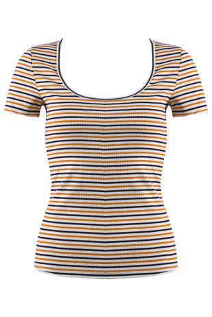 Mustard Ribbed Stripes Top 