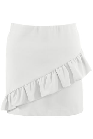 White Frill Trim Skirt