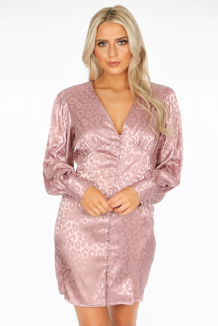 Leopard Embossed Satin Mini Dress