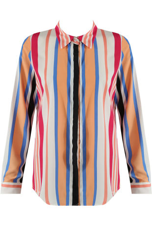 Red Stripes Hidden Placket Shirt