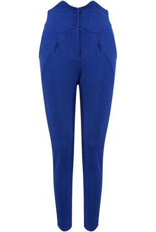 High Waisted Skinny Trouser In Blue