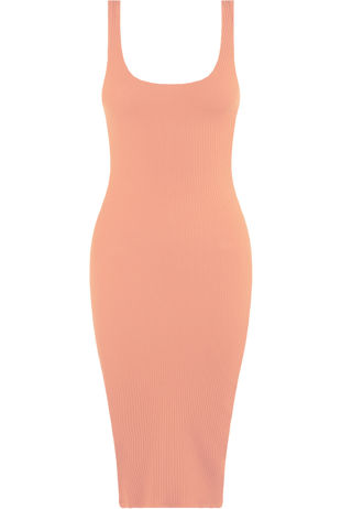 Rose Ribbed Midi Dress
