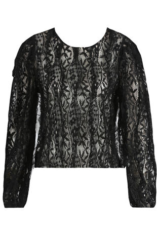 Black Floral Mesh Blouse