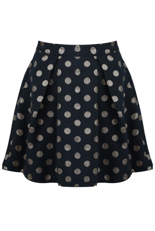 Silver Foil Polka Dot Skater Skirt