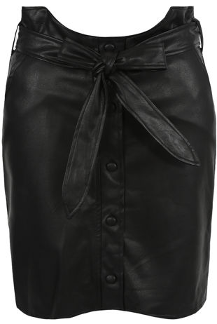 Black Knotted Back Zip Up Mini Skirt