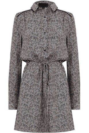 Black Paisley Print Shirt Dress 