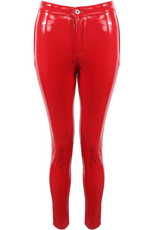 Red Vinyl Skinny Pants