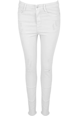 White Knee Ripped High Waisted Skinny Jeans