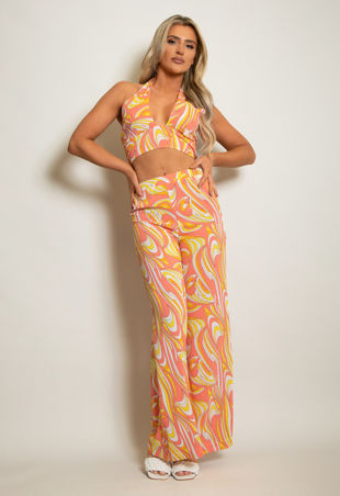 Printed High Waisted Wide Leg Trouser-Copy