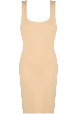 Beige Square Neck Bodycon Dress
