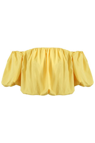 Yellow Elasticated Bardot Crop Top