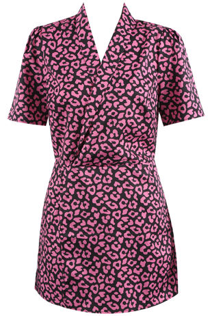 Leopard Printed Overlap Fuchsia Playsuit