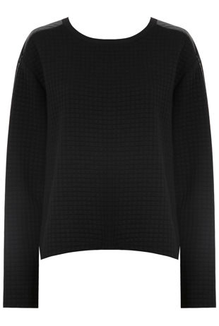 Black PVC Patch Detail Bubble Textured Jumper