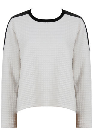 Cream PVC Patch Detail Bubble Textured Jumper