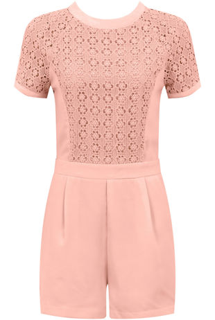 Rose Block Colour Knitted Flower Back Zip Up Playsuit 