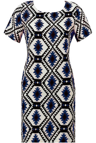 Navy Symmetrical Contrast Block Print Mini Dress